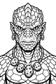 Free Alien Boy Coloring Page - Reptilian Portrait With Meteor Necklace (Printable PDF)