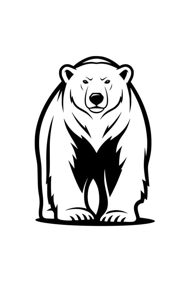 Free Polar Bear Coloring Page - Standing In The Snow (Printable PDF)