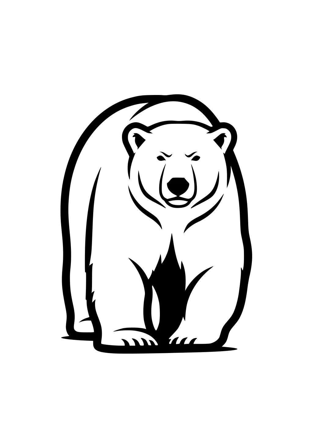 Polar bear walking forward with bold outlines and grass under its paws.