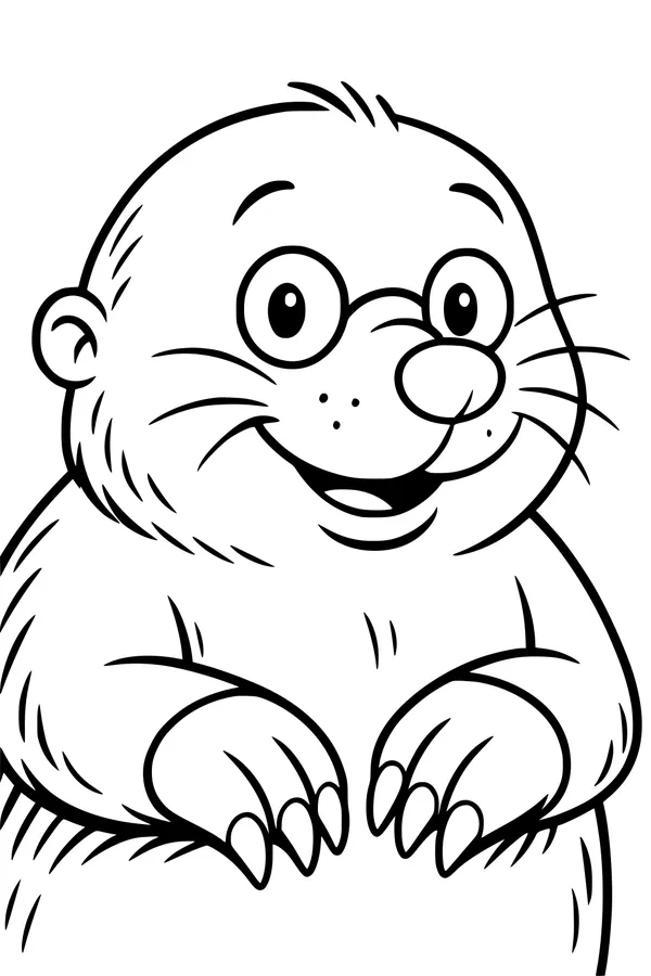 Free Mole Coloring Page - Cute Cartoon Mole With Glasses (Printable PDF)