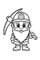 Free Gnome Dwarf Coloring Page - Bearded Miner With Pickaxe (Printable PDF)