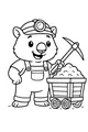 Free Wombat Coloring Page - Cute Miner With Rock Cart (Printable PDF)