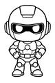 Free Robot Coloring Page - Chibi Android With Mega Helmet (Printable PDF)