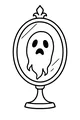 Free Ghost Coloring Page - Spooky Mirror Peekaboo (Printable PDF)