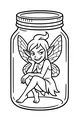 Free Fairy Coloring Page - Mischief Fairy in a Mason Jar (Printable PDF)
