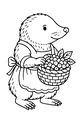 Free Mole Coloring Page - Molly Mole With Berry Basket (Printable PDF)