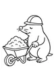 Free Mole Coloring Page - Construction Worker With Wheelbarrow (Printable PDF)