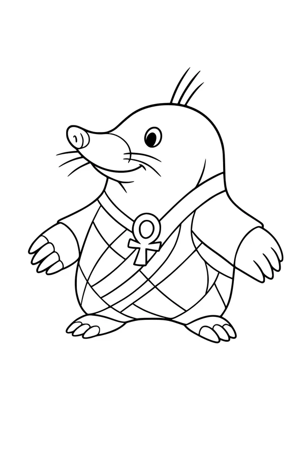 Free Mole Coloring Page - Friendly Cartoon Mole With Treasure Medal (Printable PDF)