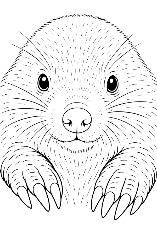 Free Mole Coloring Page - Cute Face With Big Paws (Printable PDF)