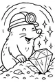 Free Mole Coloring Page - Happy Miner Finds Giant Gem (Printable PDF)