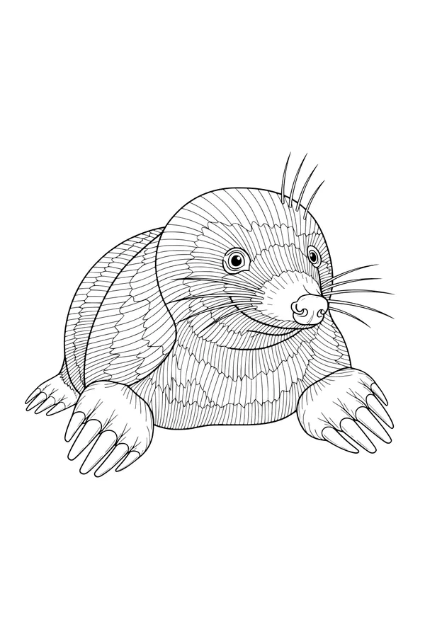 Free Mole Coloring Page - Furry Underground Digger with Big Claws (Printable PDF)