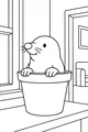 Free Mole Coloring Page - Cartoon Mole in Cozy Flowerpot Room (Printable PDF)