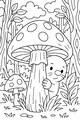 Free Mole Coloring Page - Smiling Mole in Mushroom Forest Hideout (Printable PDF)