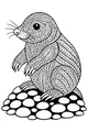 Free Mole Coloring Page - Patterned Mole on Pebble Hill (Printable PDF)
