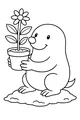 Free Mole Coloring Page - Happy Garden Flowerpot Surprise (Printable PDF)
