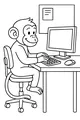 Free Monkey Coloring Page - Silly Office Computer Scene (Printable PDF)