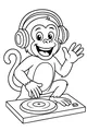 Free Monkey Coloring Page - Cool DJ With Headphones (Printable PDF)