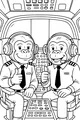 Free Monkey Coloring Page - Pilot Monkeys in Airplane Cockpit (Printable PDF)