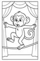 Free Monkey Coloring Page - Circus Tightrope Balancing Act (Printable PDF)