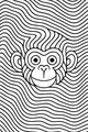 Free Monkey Coloring Page - Cartoon Face With Wavy Pattern (Printable PDF)