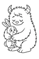 Free Monster And Bunny Coloring Page - Gentle Hug Of Friendship (Printable PDF)