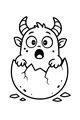 Free Baby Monster Coloring Page - Big-Eyed Hatchling in Cracked Egg (Printable PDF)