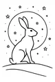 Free Hare Coloring Page - Moonlit Hilltop Night Scene (Printable PDF)