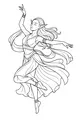 Free Elf Girl Coloring Page - Graceful Moonlit Dance (Printable PDF)