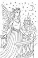 Free Fairy Coloring Page - Moonlit Balcony Castle Scene (Printable PDF)