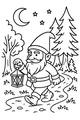 Free Gnome Coloring Page - Lantern Walk Under Moonlit Pines (Printable PDF)