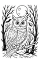 Free Halloween Owl Coloring Page - Moonlit Forest Perch (Printable PDF)