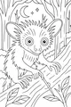Free Lemur Coloring Page - Big-Eyed Night Explorer in the Forest (Printable PDF)