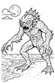 Free Kraken Sea Monster Coloring Page - Moonlit Beach Stomper (Printable PDF)