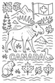 Free Moose Coloring Page - Canadian Lake Adventure Scene (Printable PDF)