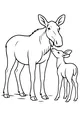 Free Moose Coloring Page - Mother Moose With Curious Calf (Printable PDF)