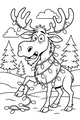 Free Moose Coloring Page - Tangled Christmas Lights in Snowy Forest (Printable PDF)