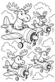 Free Moose Coloring Page - Cartoon Moose Pilots in Vintage Airplanes (Printable PDF)