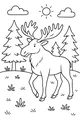 Free Moose Coloring Page - Strolling In A Sunny Forest Clearing (Printable PDF)