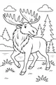 Free Moose Coloring Page - Big Antlers by the River (Printable PDF)