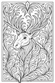 Free Moose Coloring Page - Swirly Forest Antlers Design (Printable PDF)