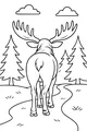 Free Moose Coloring Page - Walking Along a Forest Trail (Printable PDF)