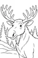 Free Moose Coloring Page - Marvelous Antlers in Snowy Pines (Printable PDF)