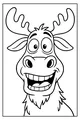 Free Moose Coloring Page - Goofy Cartoon Moose With Big Antlers (Printable PDF)