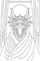 Free Dragon Coloring Page - Sleepy Robed Dragon Yawning at Dawn (Printable PDF)