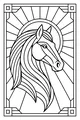 Free Horse Coloring Page - Sunbeam Mane Portrait in Frame (Printable PDF)