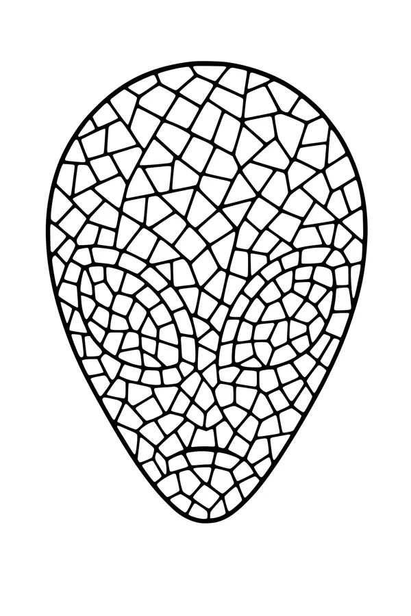 Free Alien Coloring Page - Mosaic Space Visitor Head (Printable PDF)