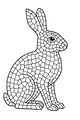 Free Hare Coloring Page - Mosaic Hare Sitting Upright (Printable PDF)
