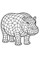 Free Hippopotamus Coloring Page - Mosaic Hippo in the Sunshine (Printable PDF)