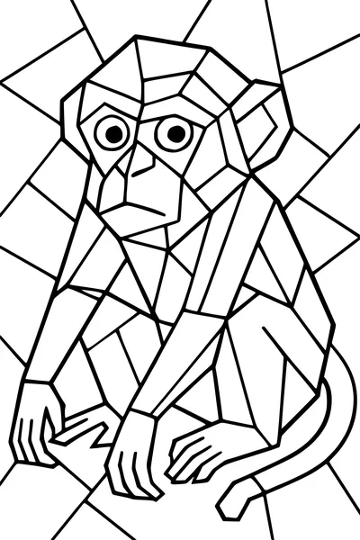 Free Monkey Coloring Page - Mosaic Jungle Sunburst (Printable PDF)