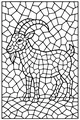 Free Goat Coloring Page - Mosaic Mountain Goat With Curved Horns (Printable PDF)